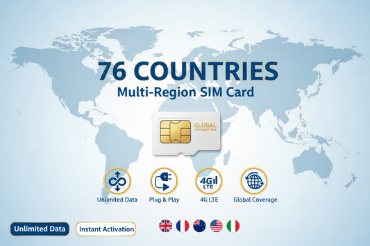 多地區 76 國上網卡實體 SIM 卡，涵蓋歐美亞澳無限流量吃到飽

