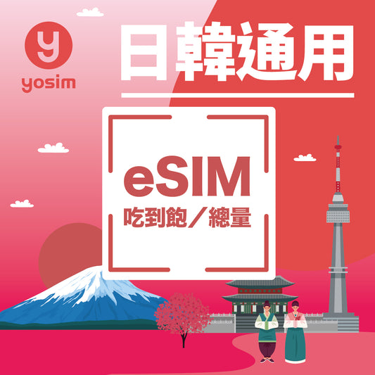 【日韓通用｜eSIM】上網吃到飽 計日型｜日本＋韓國通用 eSIM｜虛擬卡、即買即發